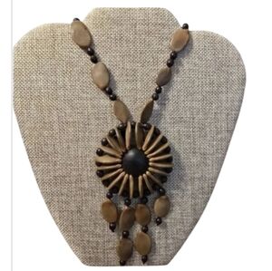 Wooden Vintage 70's Bohemian Necklace in EUC